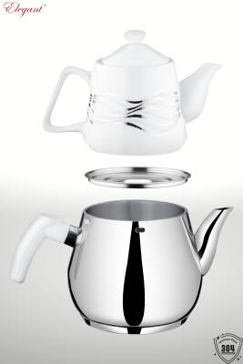 Topaç Mini Porselen Demlikli Bakalit Kulp - Beyaz - 6