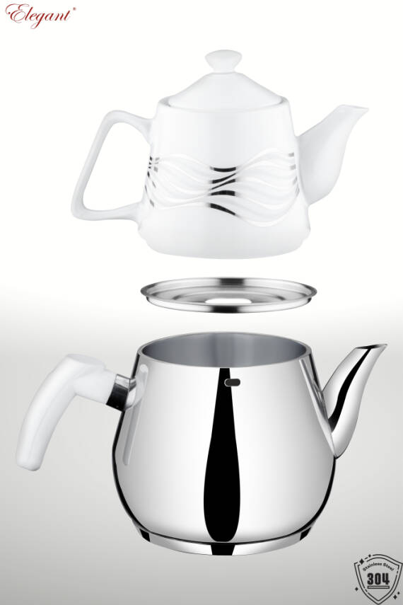 Topaç Mini Porselen Demlikli Bakalit Kulp - Beyaz - 6