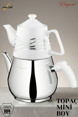 Topaç Mini Porselen Demlikli Bakalit Kulp - Beyaz