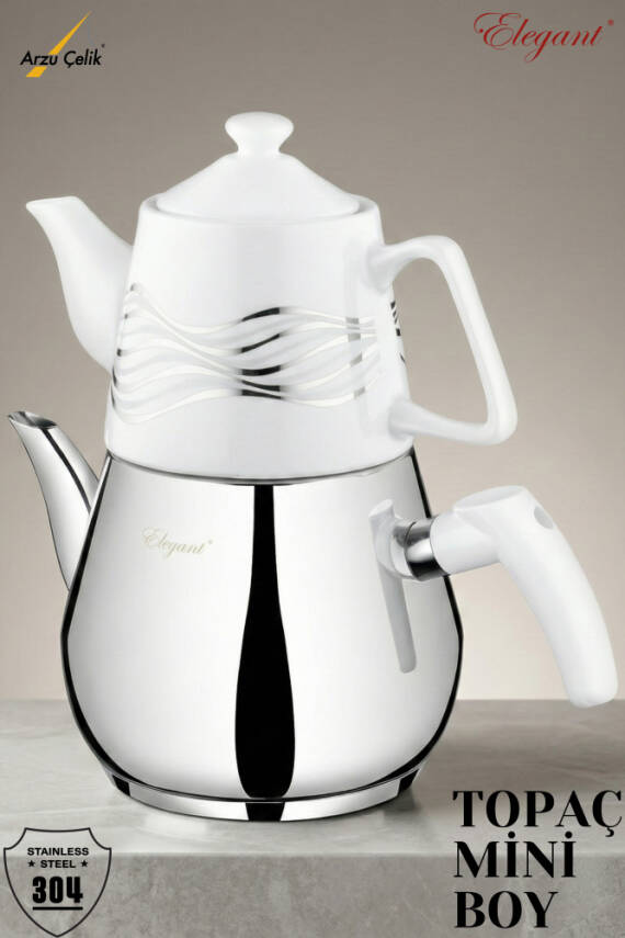 Topaç Mini Porselen Demlikli Bakalit Kulp - Beyaz - 1